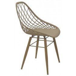 CADEIRA PHILO EM POLIAMIDA COM PERNAS DE MADEIRA BEGE TRAMONTINA