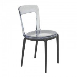 CADEIRA PLASTICA MONTAVEL LUNA C BASE PRETA E ASSENTO TRANSPARENTE