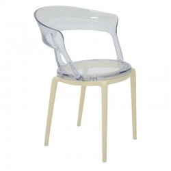 CADEIRA PLASTICA MONTAVEL LUNA P BASE BEGE E ASSENTO TRANSPARENTE