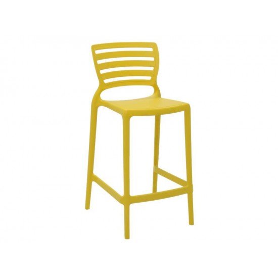 CADEIRA PLASTICA MONOBLOCO SOFIA AMARELA ENCOSTO VAZADO HORIZONTAL BAR E RESIDENCIA TRAMONTINA