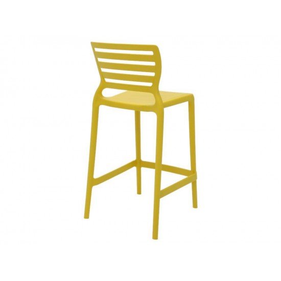 CADEIRA PLASTICA MONOBLOCO SOFIA AMARELA ENCOSTO VAZADO HORIZONTAL BAR E RESIDENCIA TRAMONTINA
