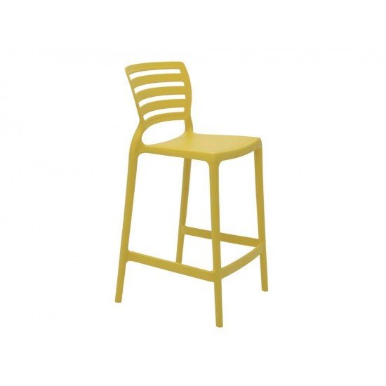 CADEIRA PLASTICA MONOBLOCO SOFIA AMARELA ENCOSTO VAZADO HORIZONTAL BAR E RESIDENCIA TRAMONTINA