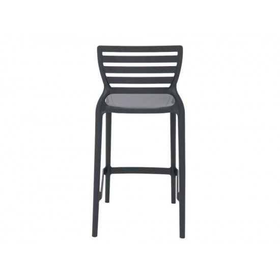 CADEIRA PLASTICA MONOBLOCO SOFIA GRAFITE ENCOSTO VAZADO HORIZONTAL BAR E RESIDENCIA TRAMONTINA