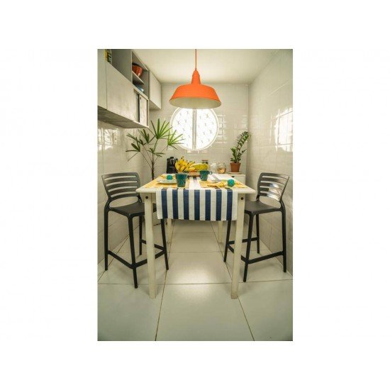 CADEIRA PLASTICA MONOBLOCO SOFIA GRAFITE ENCOSTO VAZADO HORIZONTAL BAR E RESIDENCIA TRAMONTINA