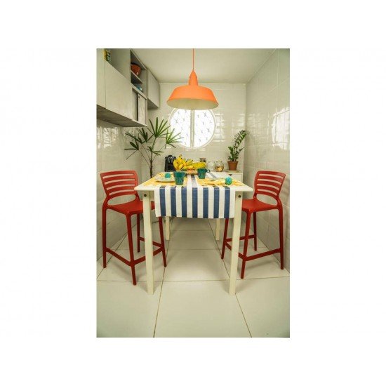 CADEIRA PLASTICA MONOBLOCO SOFIA VERMELHA ENCOSTO VAZADO HORIZONTAL BAR E RESIDENCIA TRAMONTINA