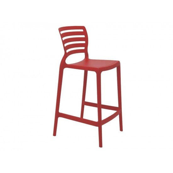 CADEIRA PLASTICA MONOBLOCO SOFIA VERMELHA ENCOSTO VAZADO HORIZONTAL BAR E RESIDENCIA TRAMONTINA