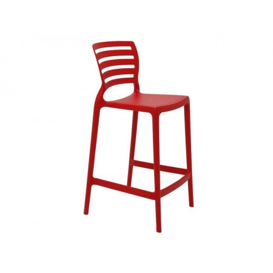 CADEIRA PLASTICA MONOBLOCO SOFIA VERMELHA ENCOSTO VAZADO HORIZONTAL BAR E RESIDENCIA TRAMONTINA