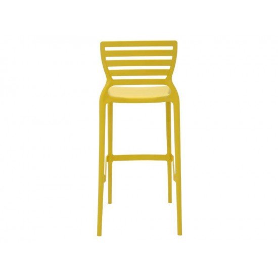 CADEIRA PLASTICA MONOBLOCO SOFIA AMARELA ENCOSTO VAZADO HORIZONTAL ALTA BAR TRAMONTINA