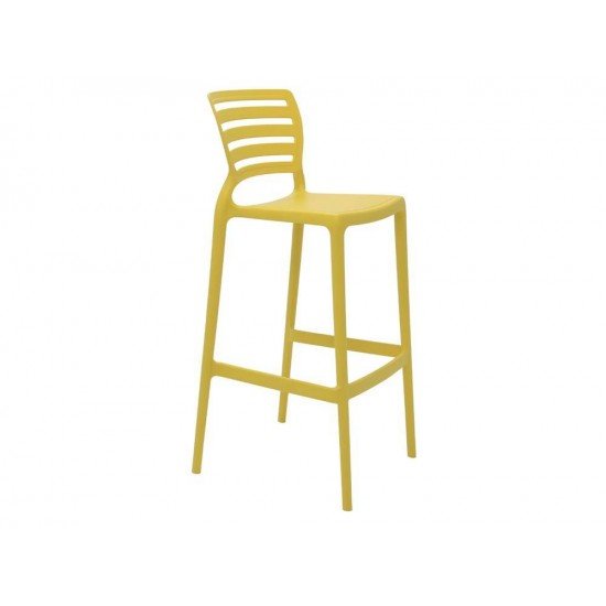 CADEIRA PLASTICA MONOBLOCO SOFIA AMARELA ENCOSTO VAZADO HORIZONTAL ALTA BAR TRAMONTINA
