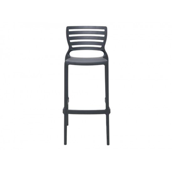 CADEIRA PLASTICA MONOBLOCO SOFIA GRAFITE ENCOSTO VAZADO HORIZONTAL ALTA BAR TRAMONTINA