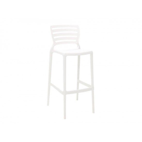 CADEIRA PLASTICA MONOBLOCO SOFIA BRANCA ENCOSTO VAZADO HORIZONTAL ALTA BAR TRAMONTINA