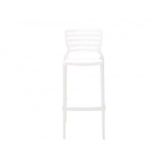 CADEIRA PLASTICA MONOBLOCO SOFIA BRANCA ENCOSTO VAZADO HORIZONTAL ALTA BAR TRAMONTINA