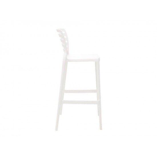 CADEIRA PLASTICA MONOBLOCO SOFIA BRANCA ENCOSTO VAZADO HORIZONTAL ALTA BAR TRAMONTINA