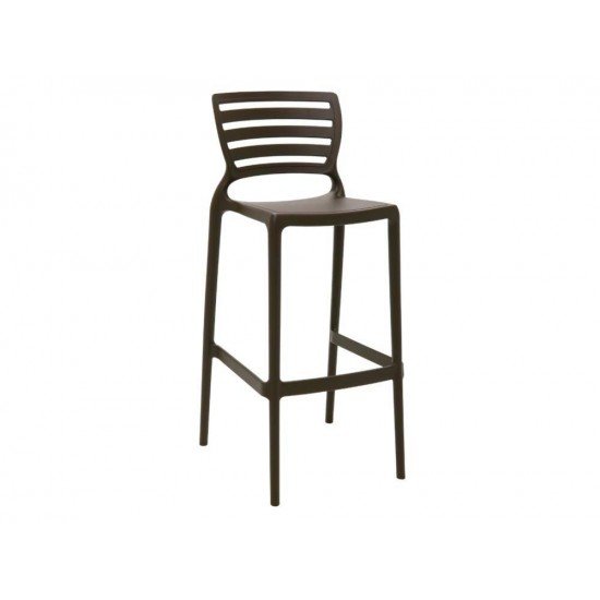 CADEIRA PLASTICA MONOBLOCO SOFIA MARROM ENCOSTO VAZADO HORIZONTAL ALTA BAR TRAMONTINA