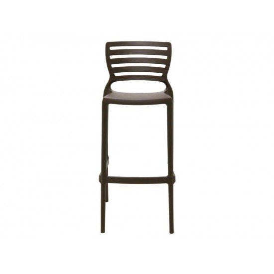 CADEIRA PLASTICA MONOBLOCO SOFIA MARROM ENCOSTO VAZADO HORIZONTAL ALTA BAR TRAMONTINA