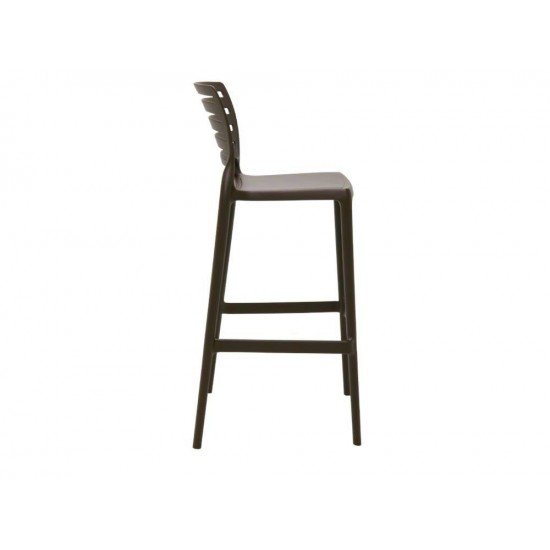 CADEIRA PLASTICA MONOBLOCO SOFIA MARROM ENCOSTO VAZADO HORIZONTAL ALTA BAR TRAMONTINA