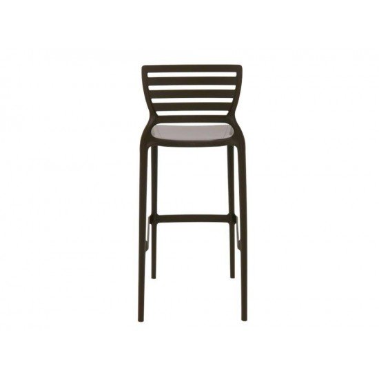 CADEIRA PLASTICA MONOBLOCO SOFIA MARROM ENCOSTO VAZADO HORIZONTAL ALTA BAR TRAMONTINA