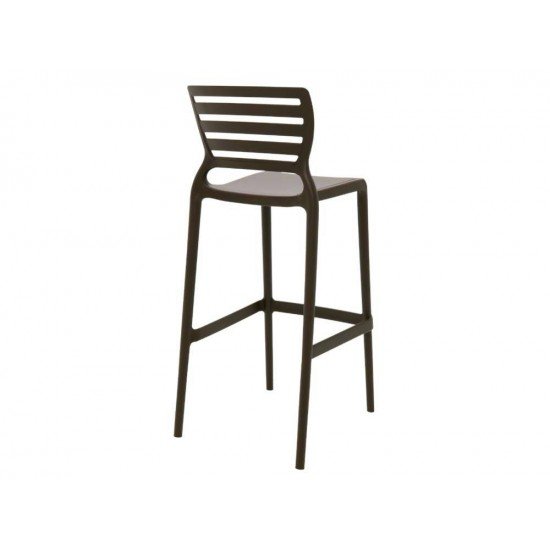 CADEIRA PLASTICA MONOBLOCO SOFIA MARROM ENCOSTO VAZADO HORIZONTAL ALTA BAR TRAMONTINA