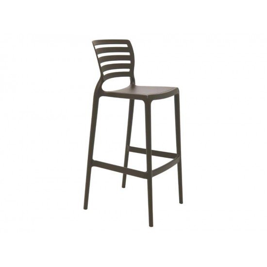 CADEIRA PLASTICA MONOBLOCO SOFIA MARROM ENCOSTO VAZADO HORIZONTAL ALTA BAR TRAMONTINA