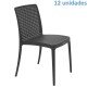 KIT 12 CADEIRAS PLASTICA MONOBLOCO ISABELLE PRETA TRAMONTINA