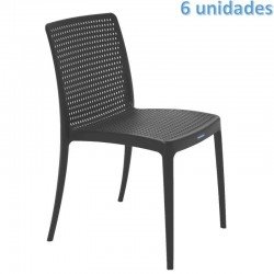 KIT 6 CADEIRAS PLASTICA MONOBLOCO ISABELLE PRETA TRAMONTINA