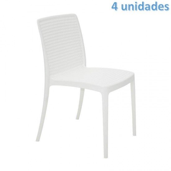 KIT 4 CADEIRAS PLASTICA MONOBLOCO ISABELLE BRANCA TRAMONTINA