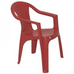 CADEIRA PLASTICA MONOBLOCO COM BRACOS ILHABELA VERMELHA ENCOSTO FECHADO
