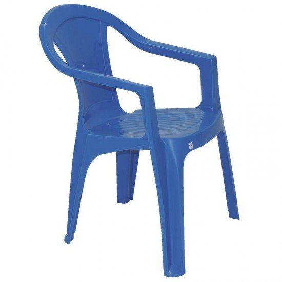 CADEIRA PLASTICA MONOBLOCO COM BRACOS ILHABELA AZUL ENCOSTO FECHADO