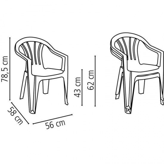 CADEIRA PLASTICA MONOBLOCO COM BRACOS  BERTIOGA VERDE