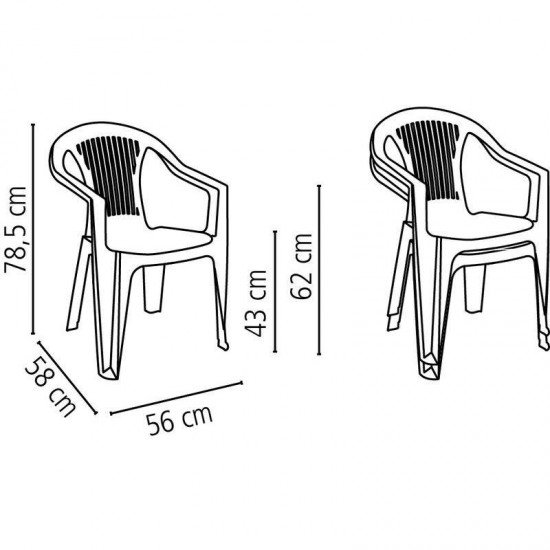 CADEIRA PLASTICA MONOBLOCO COM BRACOS GUARAPARI PRETA TRAMONTINA