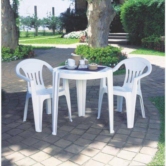 CADEIRA PLASTICA MONOBLOCO COM BRACOS ILHABELA BRANCA