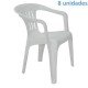 KIT 8 CADEIRAS PLASTICA MONOBLOCO COM BRACOS ATALAIA BRANCA TRAMONTINA