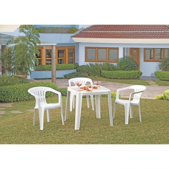 CADEIRA PLASTICA MONOBLOCO COM BRACOS ATALAIA BRANCA