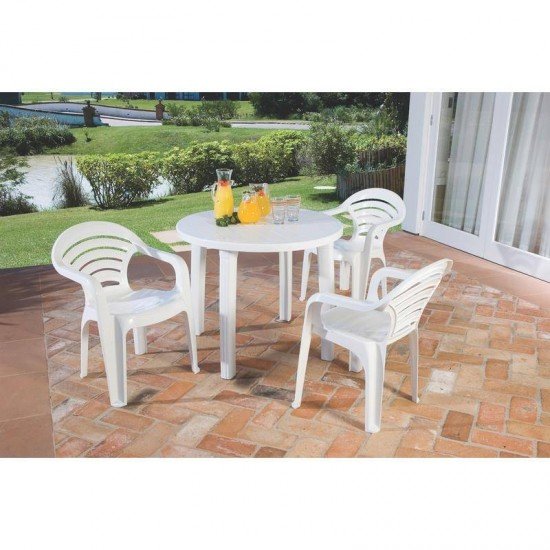CADEIRA PLASTICA MONOBLOCO COM BRACOS ANGRA BRANCA