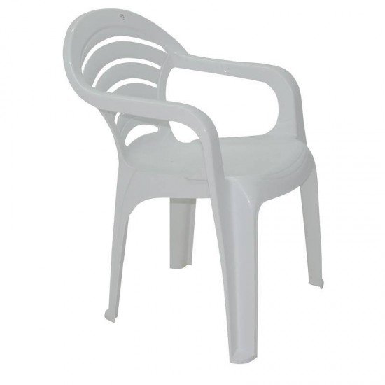 CADEIRA PLASTICA MONOBLOCO COM BRACOS ANGRA BRANCA