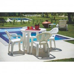 CADEIRA PLASTICA MONOBLOCO COM BRACOS GAVEA BRANCA