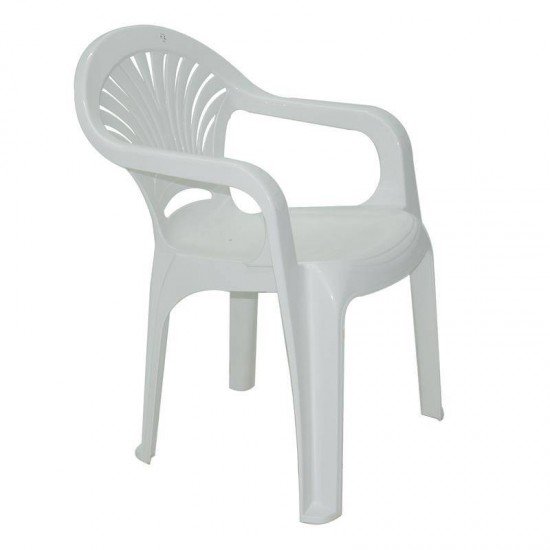 CADEIRA PLASTICA MONOBLOCO COM BRACOS GAVEA BRANCA