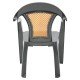 CADEIRA PLASTICA MONOBLOCO COM BRACOS MALIBU GRAFITE COM TELA RADICA