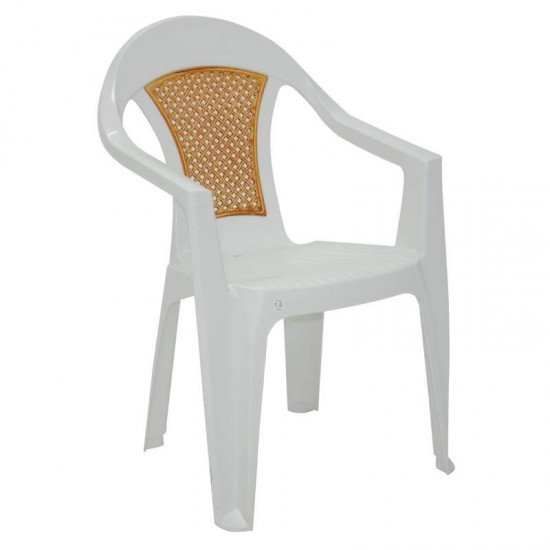 CADEIRA PLASTICA MONOBLOCO COM BRACOS MALIBU BRANCA COM TELA RADICA