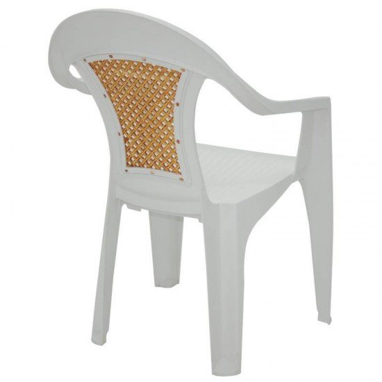 CADEIRA PLASTICA MONOBLOCO COM BRACOS MALIBU BRANCA COM TELA RADICA