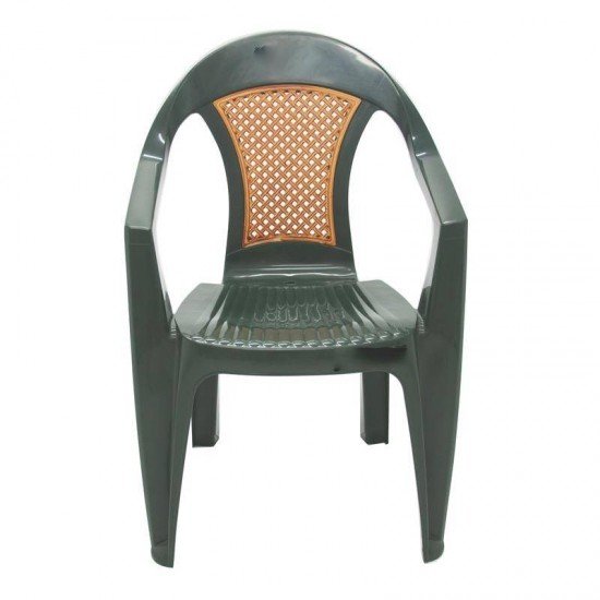 CADEIRA PLASTICA MONOBLOCO COM BRACOS MALIBU VERDE COM TELA RADICA