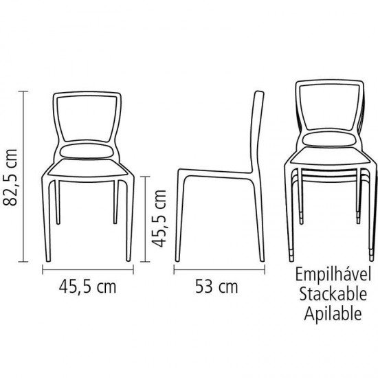 CADEIRA PLASTICA MONOBLOCO SOFIA MARROM