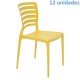 KIT 12 CADEIRAS PLASTICA MONOBLOCO SOFIA AMARELA ENCOSTO VAZADO HORIZONTAL TRAMONTINA