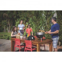 KIT 6 CADEIRAS PLASTICA MONOBLOCO SOFIA GRAFITE ENCOSTO VAZADO HORIZONTAL TRAMONTINA