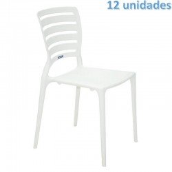 KIT 12 CADEIRAS PLASTICA MONOBLOCO SOFIA BRANCA ENCOSTO VAZADO HORIZONTAL TRAMONTINA