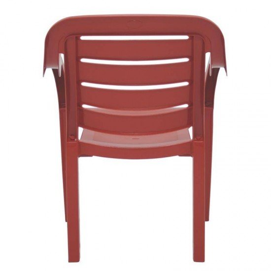 CADEIRA PLASTICA MONOBLOCO COM BRACOS MIAMI VERMELHA COM O ENCOSTO VAZADO HORIZONTAL