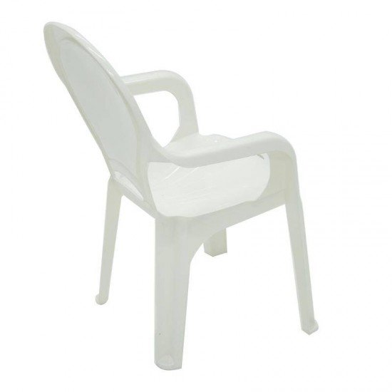 CADEIRA PLASTICA MONOBLOCO COM BRACOS INFANTIL CATTY BRANCA COM DECORACAO IN MOLD
