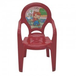 CADEIRA PLASTICA MONOBLOCO COM BRACOS INFANTIL CATTY VERMELHA COM DECORACAO IN MOLD