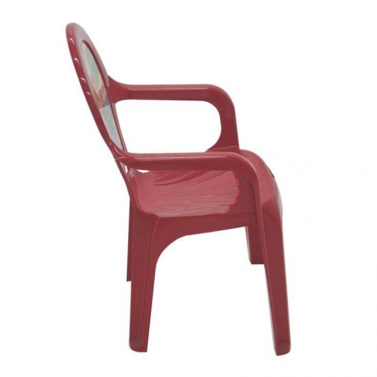 CADEIRA PLASTICA MONOBLOCO COM BRACOS INFANTIL CATTY VERMELHA COM DECORACAO IN MOLD