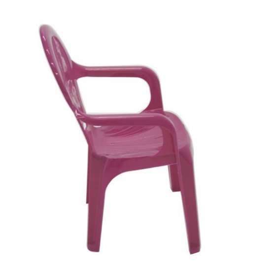 CADEIRA PLASTICA MONOBLOCO COM BRACOS INFANTIL ESTAMPADA CATTY ROSA